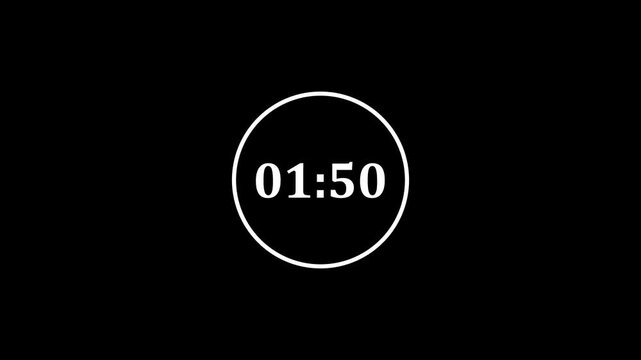 White Time Display 01 54 Inside A Circle On A Black Background 01:54 minute