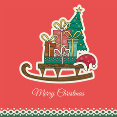 Santa christmas sledge with gift boxes.