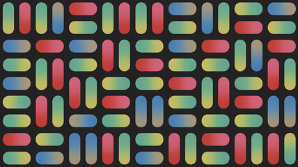 Abstract pattern of colorful rounded rectangles on a dark background