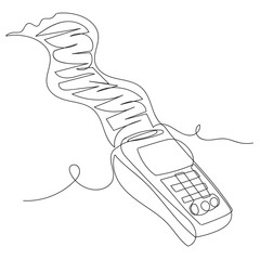 Chip Card in payment terminal Chip Technology Card Machine one line art. Continuous line drawing of bank money finance payment data   savings economic wealth credit