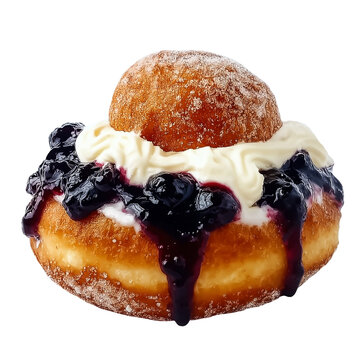 Decadent Romanian Papanas with Cream and Blueberry Jam 