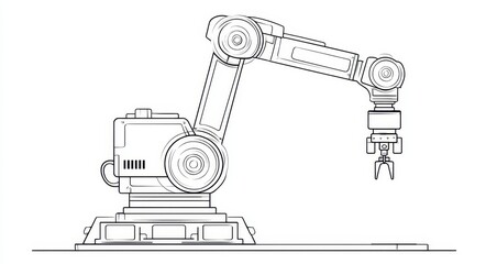 Obraz premium Vibrant photo of robotic arm drawing isolated on white background, industrial automation concept