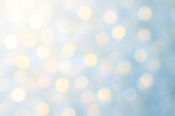 Obraz premium Gentle Focus Winter Wonderland Effect, Dreamy Pastel Blue Bokeh Abstract Light Background, Soft Christmas Holiday Glitter Texture Wallpaper