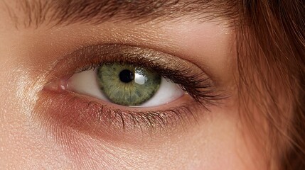 Obraz premium Intimate shot of a woman s flawless green eyes highlighting eye beauty and skincare perfect for beauty ads and promotions