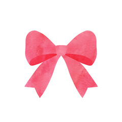 シンプルなリボンの手描き水彩イラスト ピンク