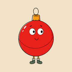 Red Christmas Ornament Ball with Hanging Loop — Classic Holiday Decoration Vector Illustration