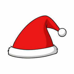 Red Santa Hat — Classic Christmas Holiday Vector Illustration