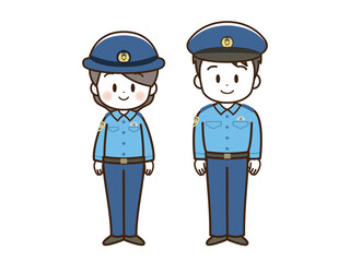 警察官_男女_線画