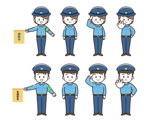 警察官_男女_線画セット