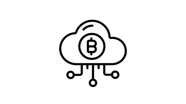 Grab this outline animated icon of bitcoin cloud technology