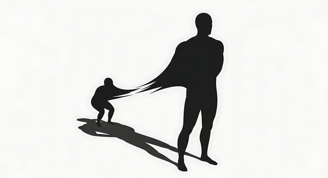 Shadow of a person pulling away from another persons shadow symbolizing detachment and independence.