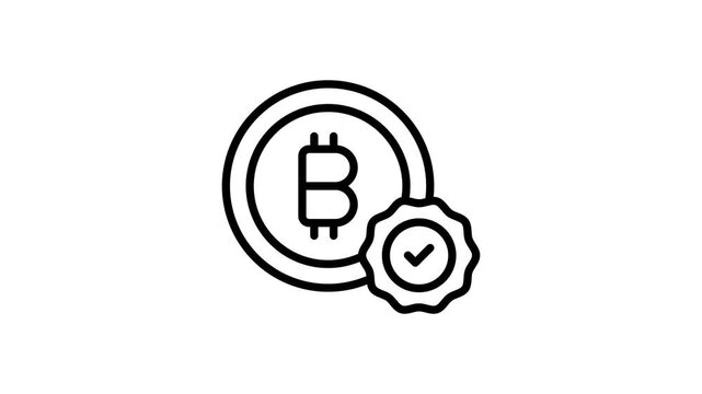 Well crafted linear animated icon of bitcoin verification check