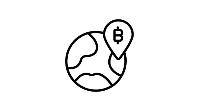 A captivating outline animated icon of bitcoin location marker