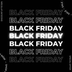 Black Friday sale banner or poster template background, special offer banner for social media and promotion. Super sale, discount and limited offer, shop now, 50% off design