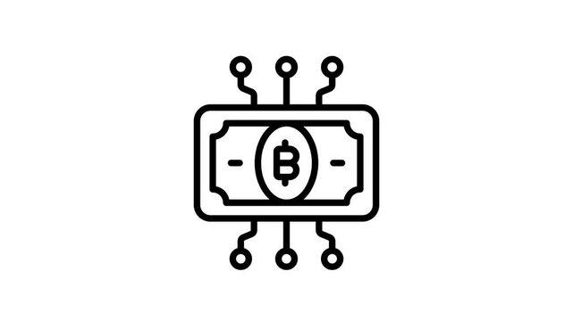 An editable outline animated icon of bitcoin currency