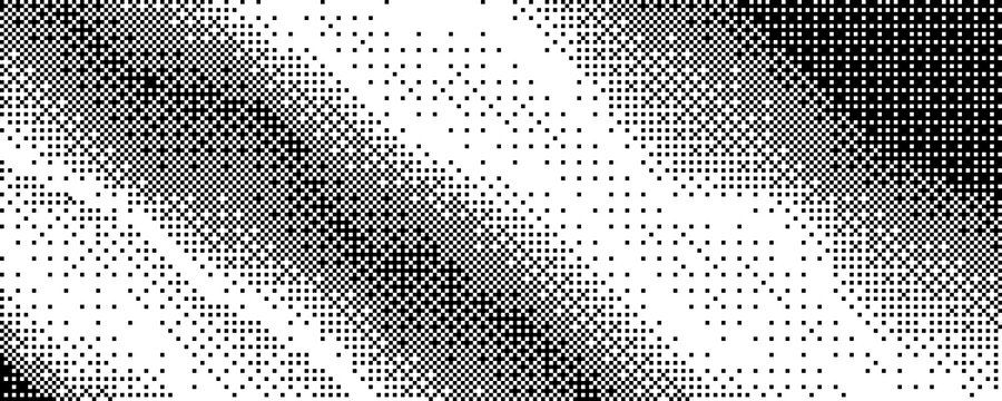 a black and white pixelated pattern creating a gradient effect with dispersed squares