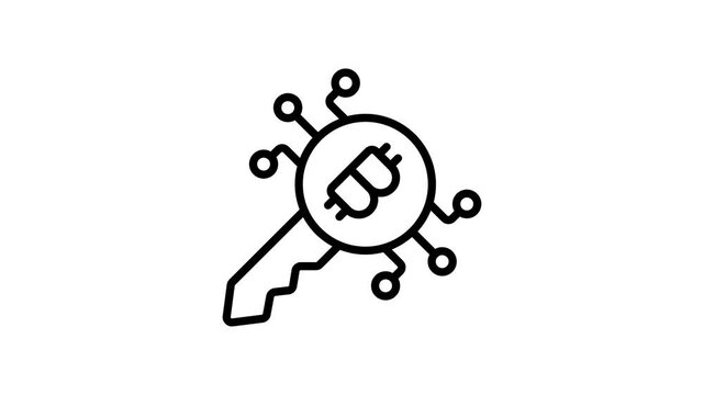 A modern linear animated icon of encrypted bitcoin key