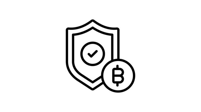 A modern outline animated icon of bitcoin safety shield