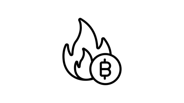 A trendy linear animated icon of bitcoin burn