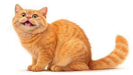 Obraz premium Smiling Orange British Shorthair Cat on White