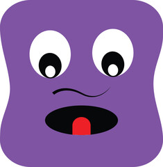 Wavy Purple Square Funny Expression Cartoon Character