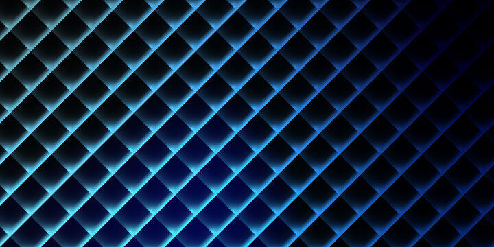 Abstract diamond pattern with blue and black gradient lighting