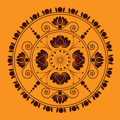 Intricate Lotus Mandala Motif on Ochre Background