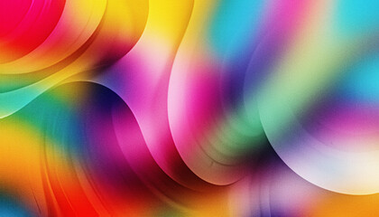 Obraz premium Rainbow wavy gradient abstract background, vibrant multicolor digital art with flowing spectrum and soft light