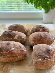 fresh baked sourdough rolls 