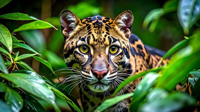 Clouded Leopard in Lush Jungle - A Portrait of Wildlife Majesty.