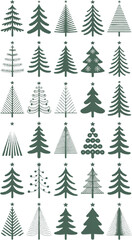 Obraz premium Christmas trees background,Minimalist Stylized Christmas Tree Grid – Modern Holiday Design Collection