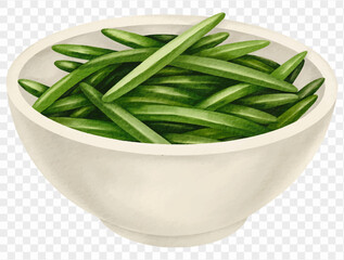 Watercolor green beans side dish for Thanksgiving dinner illustration. Vector.