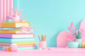 Literacy Day banner with books and school stationery promoting reading education support