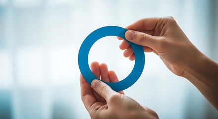 Show your support for World Diabetes Day with this blue circle held in caring hands