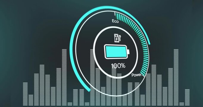 At 9% charge, battery gauge charging to 100% then discharging to 13% showing efficiency