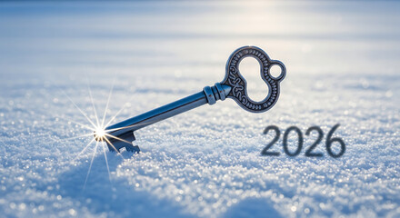Key in the snow with year 2026 shining for future success