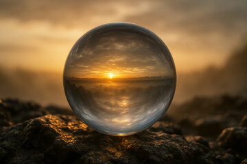 Focus of Ambition – Crystal Sphere Reflecting Rising Sun