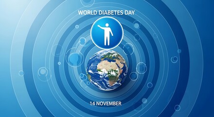 World Diabetes Day awareness with vibrant blue design and symbolic Earth globe on November 14