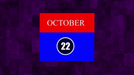 October 22 Calendar Date Icon Design – Modern Red and Blue Page Template on Abstract Background