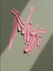 Abstract pink oil paint texture on green canvas. Minimalistic background with copy space. Spooky zombie concept.