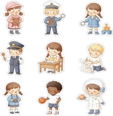 Fototapeta premium Kids Dream Jobs 2: Little Professionals in Action