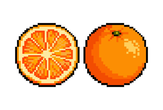 Orange pixel illustration flat design