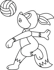 Fox Volleyball player Volleyball Sports Animal Vector Graphic Art Illustration