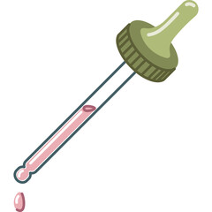 Pixel Art Dropper With Pink Liquid Falling On White Background