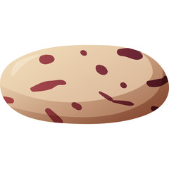 Pixel Art Flatbread with Dark Red Spots Oval Shape on Transparent Background Simple Food Graphic