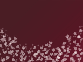 高級バーガンディのバレンタインカード背景ー深いバーガンディに淡いピンクのハートが舞う、チョコレートギフトやメッセージカードに使える上品なコピースペース背景。販促バナー、招待状、ポスターにも最適。