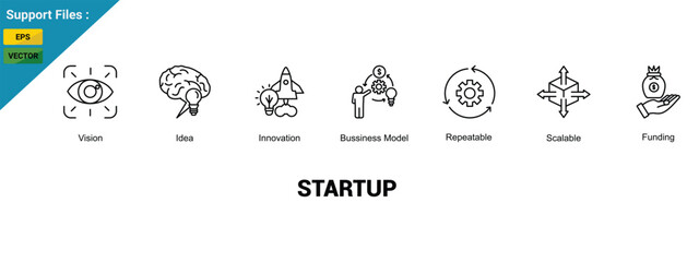 Start up banner web icon illustration concept