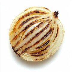 Grilled onion isolated, Photo, Top view.