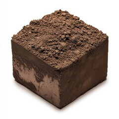 Cube made from a ground isolated, Photo.