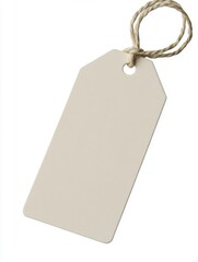 Blank price tag tied with string isolated. Photo.